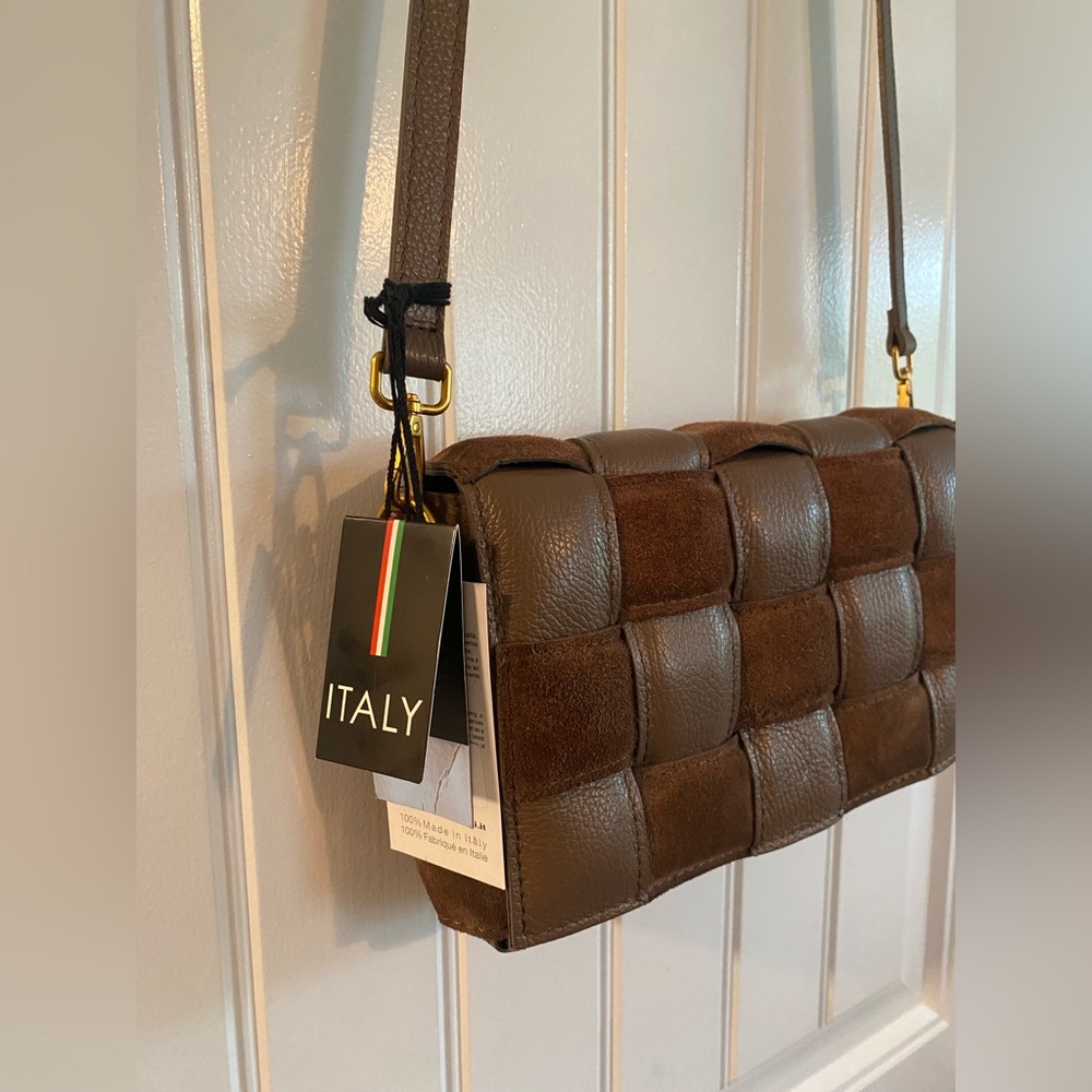 Viola Castellani Brown Woven Leather Crossbody Bag - Picture 4 of 11